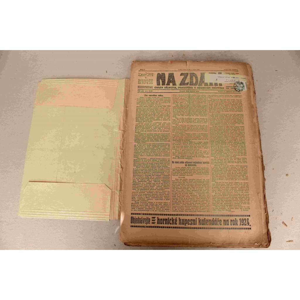 Na zdar! 1924, roč. XXX (noviny, týdeník, hornictví, mj. Bratské pokladny a sociální pojištění, Kladensko, Severní Čechy, Kterak komunisté hájí zájmy horníků, Explose plynů na jámě Gabriele v Karviné, Otázka staropensistů)