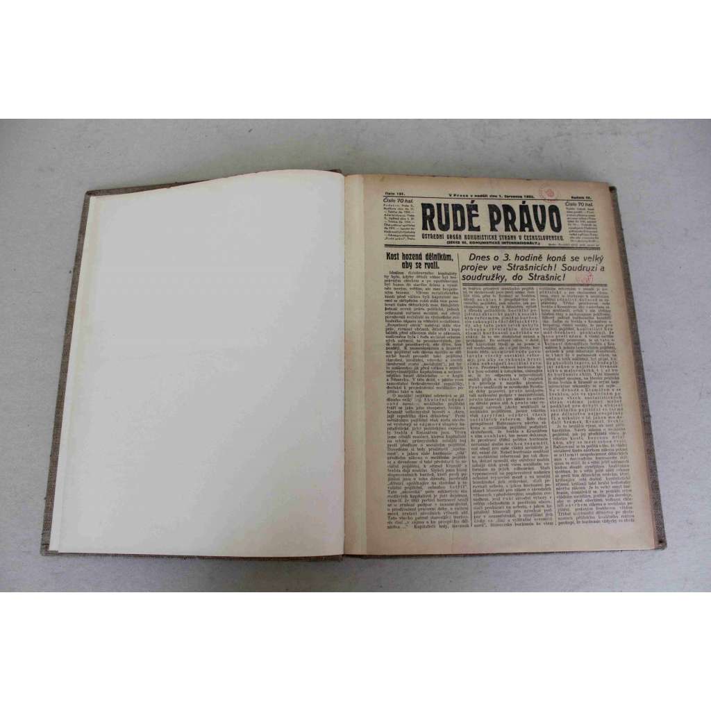 Rudé právo 1923, roč. IV. (červenec-srpen) (noviny, první republika, komunismus, mj. Alois Rašín [Šoupal - atentátník], Náš Hus, Státní finance ČSR, Přípravy k válce, Vážná situace v Německu, Německá krise, Stávka horníků)