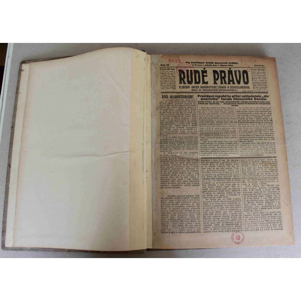 Rudé právo 1924, roč. V. (březen-duben) (noviny, první republika, komunismus, mj. Bedřich Smetana, Sociální demokraté usvědčení z lihové korupce, Benzinová aféra, Podkarpatská Rus - Švehlova porážka)
