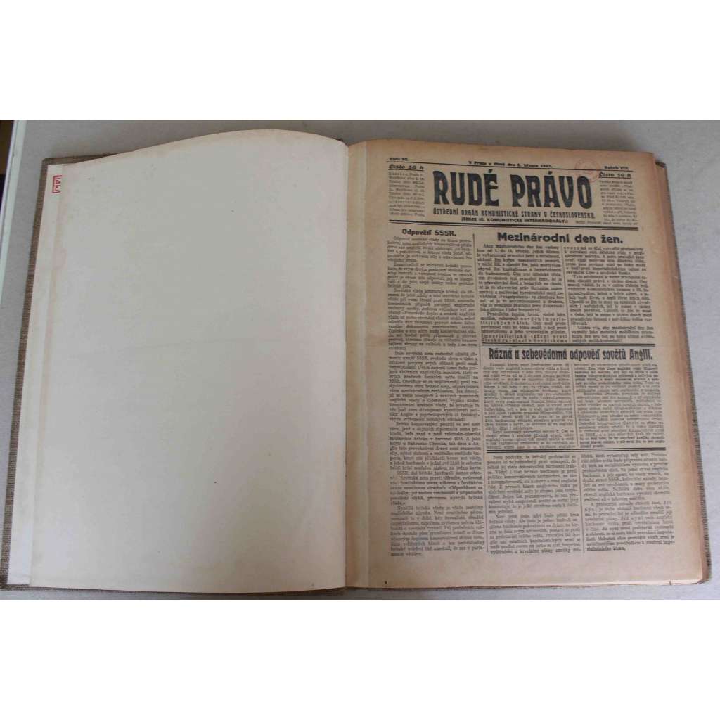 Rudé právo 1927, roč. VIII. (březen-duben) (noviny, první republika, komunismus, mj. Do boje proti bytové bídě, Nebezpečí nové války na Balkáně, Šanghaj v moci revoluce, IV. řádný sjezd KSČ, 1. Máj)