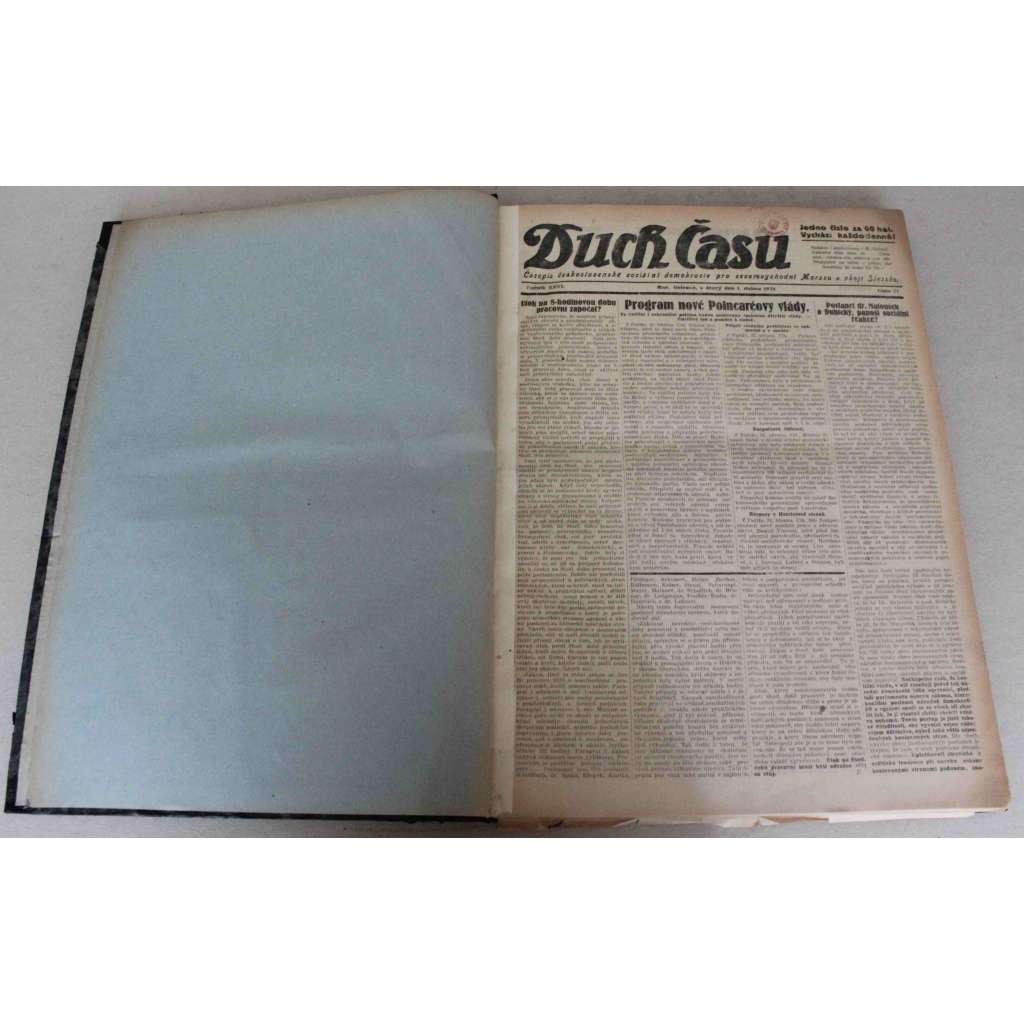 Duch Času. Časopis Československé sociální demokracie pro Moravu a obojí Slezsko 1924, roč. XXVI (noviny, Sociální demokracie, první republika, mj. Mnichovské nebezpečí [Hitler], Ochrana nájemníků, Masaryk studentstvu, E. Beneš, Sv. Jan Nepomucký)