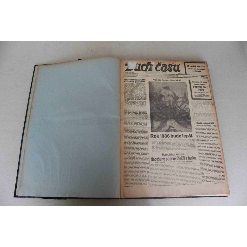 Duch času 1936, roč. XXXVIII. (noviny, první republika, Ostravsko, mj. Úředník sovětů agentem Gestapo, Smlouva Hitlerova Německa a Japonskem, Italsko-habešská válka, Německo hrozí zabráním Rakouska)