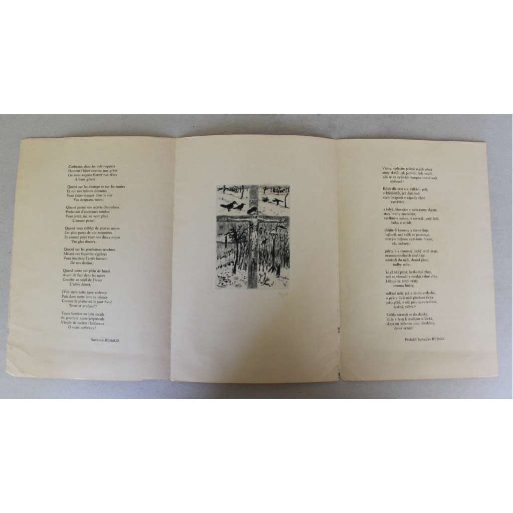 Ukřižování s vranami (bibliofilie, poezie; grafika - suchá jehla, podpis a překlad Bohuslav Reynek)