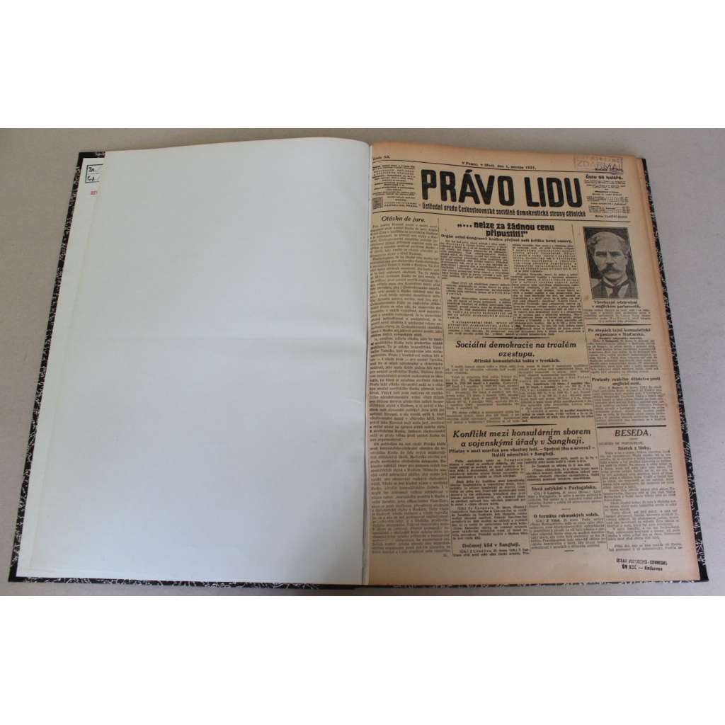 Právo lidu 1927, roč. XXXVI. (březen) (noviny, deník, první republika, sociální demokracie, mj. POslední snímek pana presidenta z lánských lesů, Zemětřesení Japonsko, Dělnická Olympiada 1927, Frigo, Řím a Praha, Čan-Kaj-Šek, Úprava Klárova)