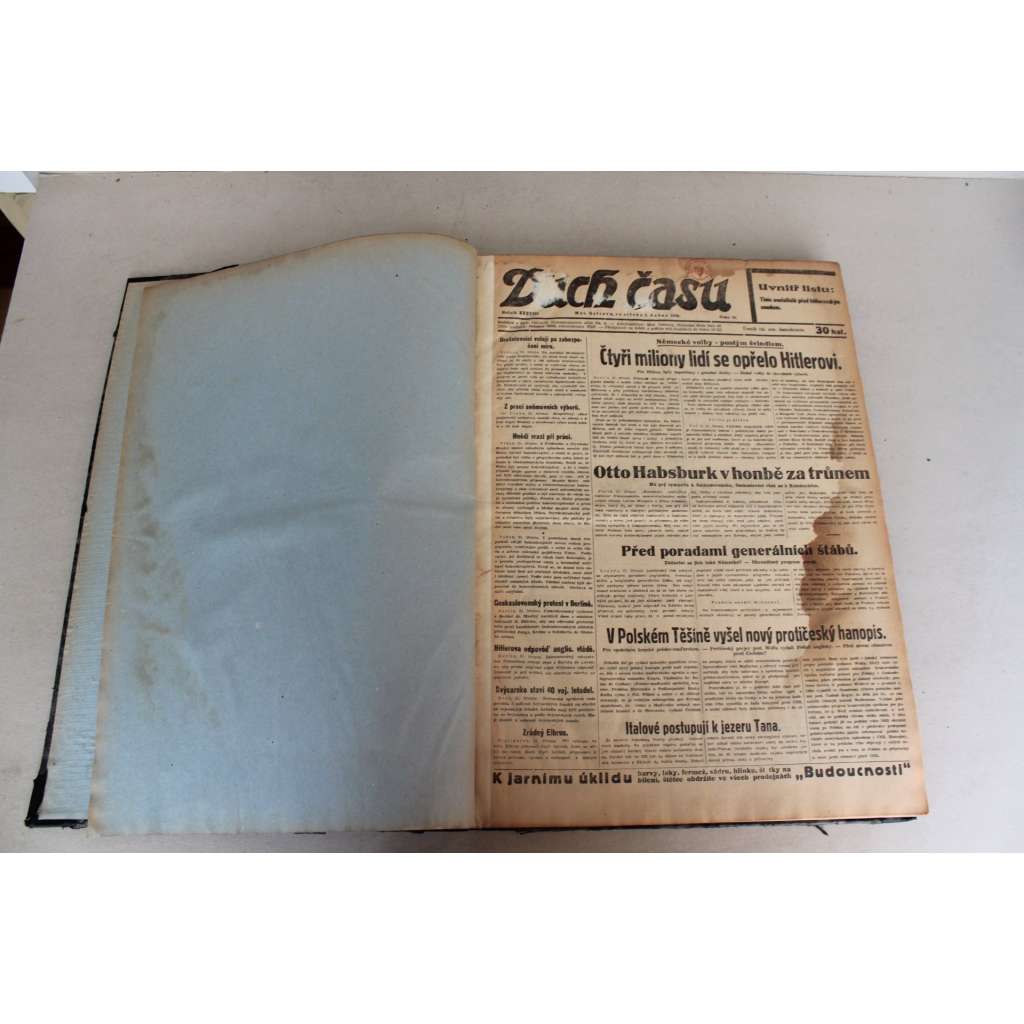 Duch času 1936, roč. XXXVIII. (noviny, první republika, Ostravsko, mj. Hitler nabízí čtyřměsíční příměří, Mussolini ochoten jednat o mír, Válka italsko-habešská, Habeš odmítá potupný mír)
