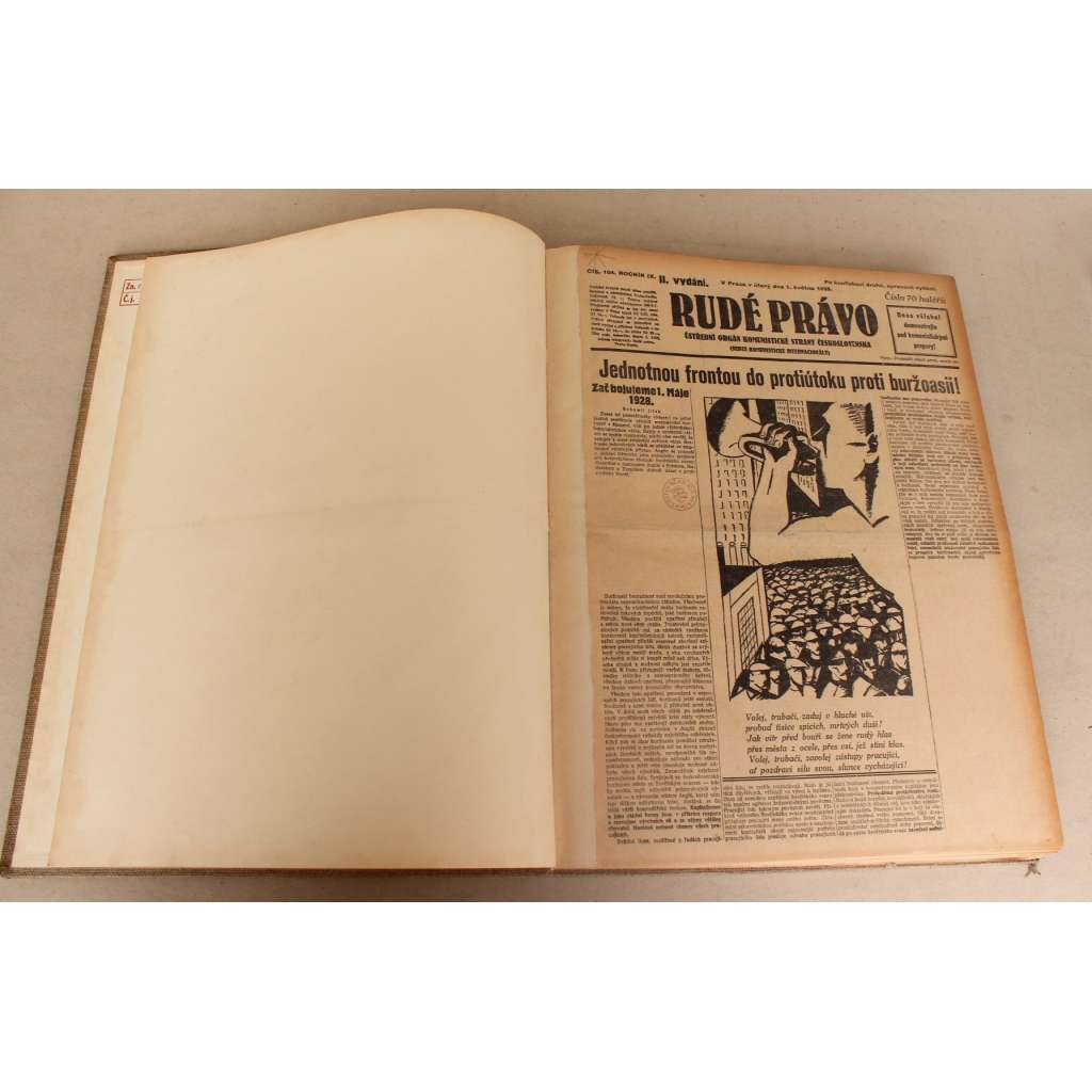 Rudé právo 1928, roč. IX. (květen-červen) (noviny, první republika, komunismus, mj. Jednotou frontou do protiútoku proti buržoasii, 1. Máj, Všechny zprávy o II. Spartakiadě jsou konfiskovány!, Proti vydání Bely Kuna, Katastrofa v Revoluční třídě)