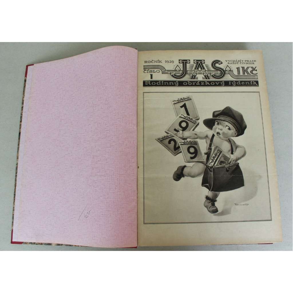 Jas. Rodinný obrázkový týdeník 1929 (časopis, první republika, kultura, móda, beletrie, mj. Horská myslivna, U sv. Víta [foto Sudek], Na návštěvě v pražském sokole, Pod Tatrami, Japonsko v Praze)