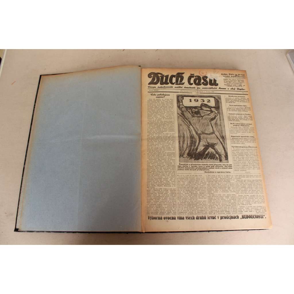 Duch času 1932, roč. XXXIV. (noviny, první republika, Ostravsko, mj. Gandhí opět ve vězení, A. Briand odstoupil, Boj o reparace, Kurdi pod panství Turků, Čína vypovídá válku Japonsku?, President Masaryk o Washingtonovi)