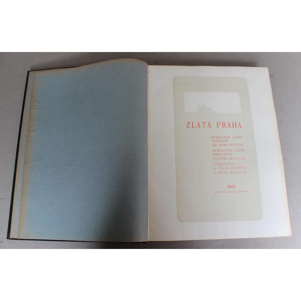 Zlatá Praha 1905, roč. XXII (časopis, kultura, poezie, beletrie, hudba, mj. Herites - Genre z malé uličky, J. Vrchlický - Oživlý Lazar; R. Těsnohlídek - Pohádka o dvou milencích; Výstava A. Slavíčka; ilustrace Brožík, Klimt, Marold, Sucharda, Mucha)