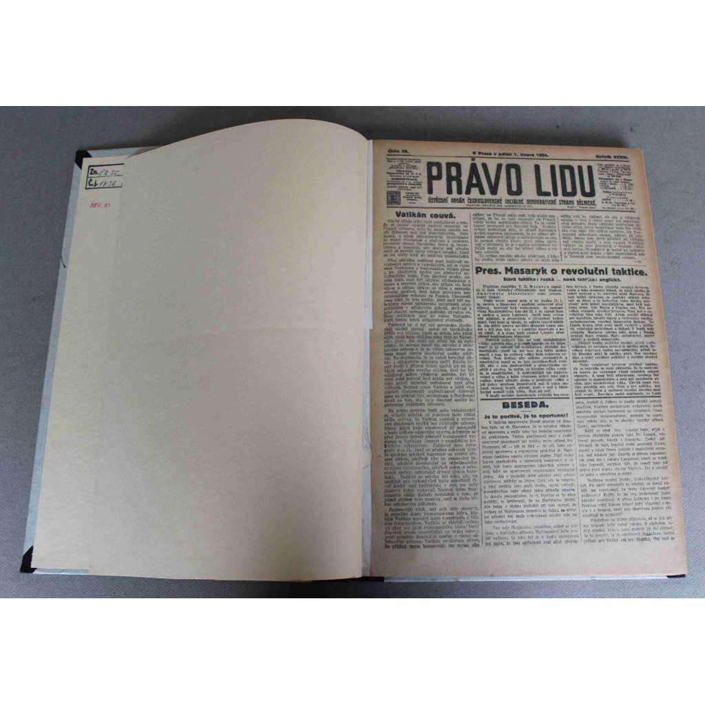 Právo lidu 1924, roč. XXXIII (únor) (noviny, deník, první republika, sociální demokracie, mj. Pres. Masaryk o revoluční taktice, Woodrow Wilson zemřel, Volný obchod lihem!, Nová vláda v Rusku, Pět let volebního práva žen)