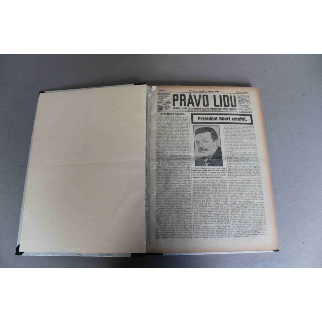 Právo lidu 1925, roč. XXXIV (březen) (noviny, deník, první republika, sociální demokracie, mj. President Ebert zemřel, Sokolstvo proti klerikálům, Obyvatelé Aljašky, A žije náš president! [Masaryk], T. G. Masaryk 1850-1925, Nová Praha)ť