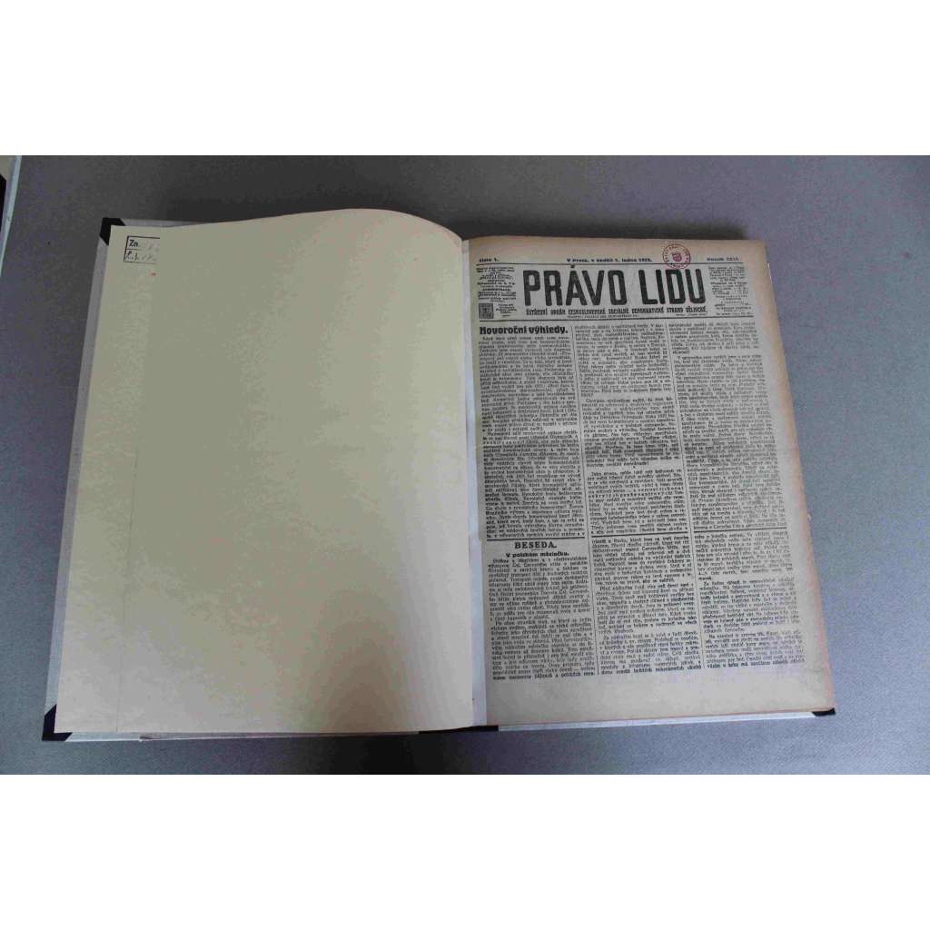 Právo lidu 1922, roč. XXXI (leden) (noviny, deník, první republika, sociální demokracie, mj. Nový rok na pražském hradě [Masaryk], Jan Žižka, Pozemková reforma československá, Rusko bude nyní zotročeno!, Rakousko-Rusko a naše republika)