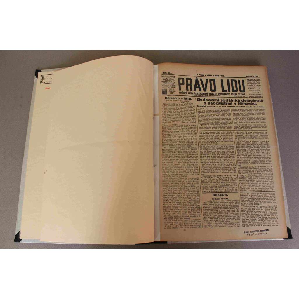 Právo lidu 1922, roč. XXXI (září) (noviny, deník, první republika, sociální demokracie, mj. Německo v krisi, Dejte lidu práci!, Timofejev úmrtí, J. Vrchlický, Problém Turecka na denním pořádku, Rozvrat v komunistické straně) Právo lidu 1922, roč. XXXI (září) (noviny, deník, první republika, sociální demokracie, mj. Německo v krisi, Dejte lidu práci!, Timofejev úmrtí, J. Vrchlický, Problém Turecka na denním pořádku, Rozvrat v komunistické straně)