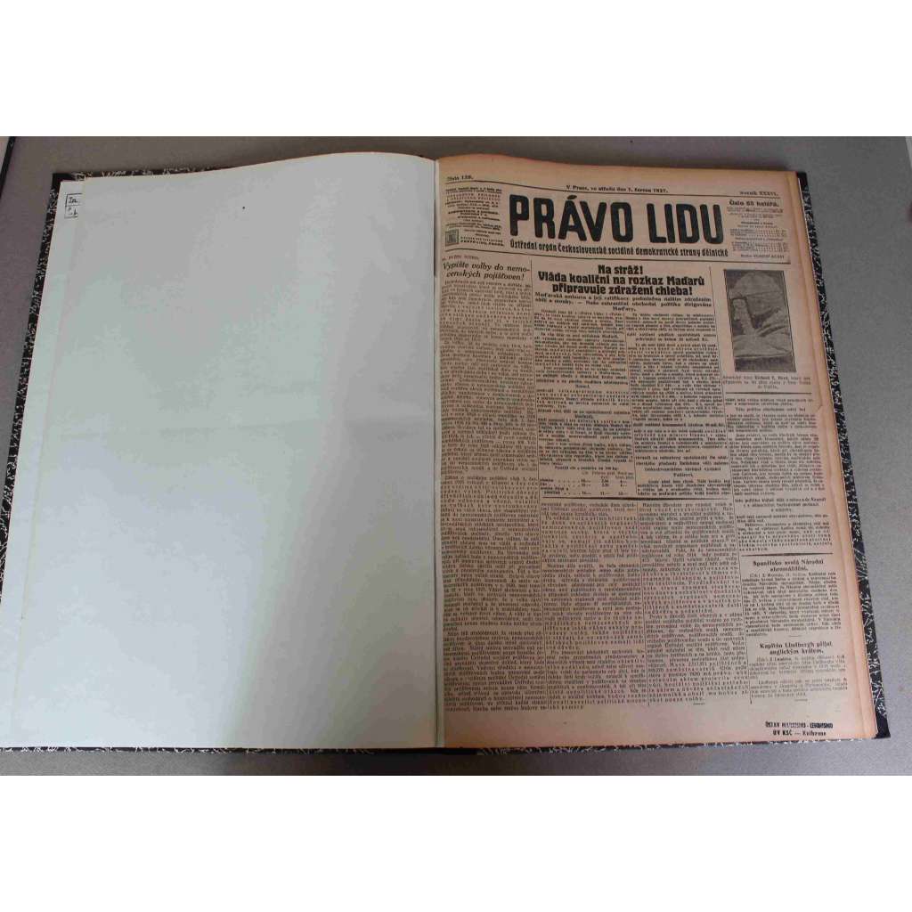 Právo lidu 1927, roč. XXXVI. (červen) (noviny, deník, první republika, sociální demokracie, mj. Masaryk vyhlašuje politickou amnestii, O. Gutfreund - úmrtí, Dělnická Olympiada, Hromadné popravy monarchistů v Rusku, Poselství pres. T. G. Masaryka)