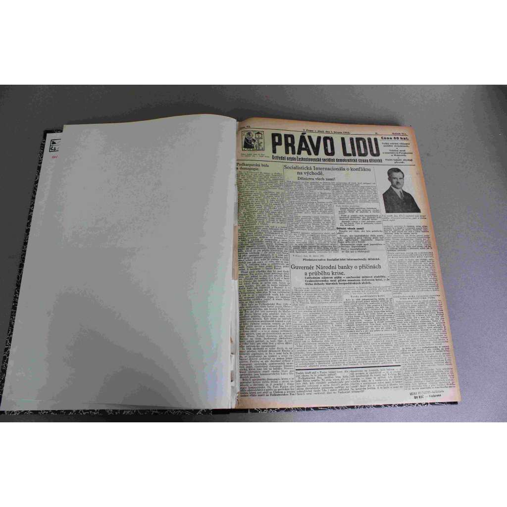 Právo lidu 1932, roč. XLI (březen) (noviny, deník, první republika, sociální demokracie, mj. Francie zdraví Masaryka a ČSR, Únos Lindberghova dítěte, A. Briand úmrtí, Hitler, Hindenburg; Nová teorie o existenci života na Měsíci)