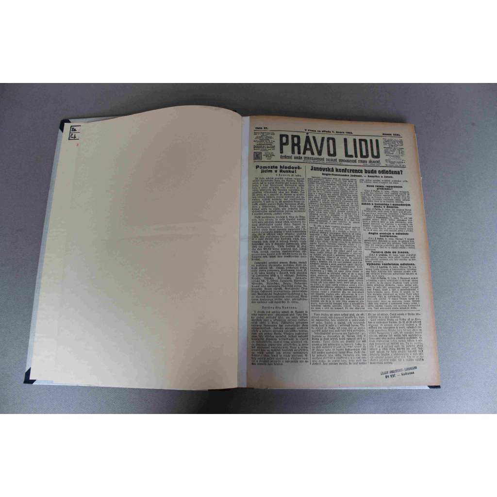 Právo lidu 1922, roč. XXXI (únor) (noviny, deník, první republika, sociální demokracie, mj. Generální stávka horníků, Všeněmci a republika, Obchodní smlouva ČSR Rusko, Janovská konference) Právo lidu 1922, roč. XXXI (únor) (noviny, deník, první republika, sociální demokracie, mj. Generální stávka horníků, Všeněmci a republika, Obchodní smlouva ČSR Rusko, Janovská konference)