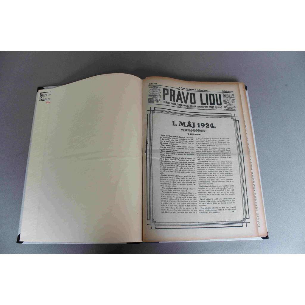 Právo lidu 1924, roč. XXXIII (květen) (noviny, deník, první republika, sociální demokracie, mj. 1. Máj 1924, M. R. Štefánik - páté výročí úmrtí, Pozemková reforma, Ruský Napoleon na obzoru [úmrtí Lenin, Trocký])