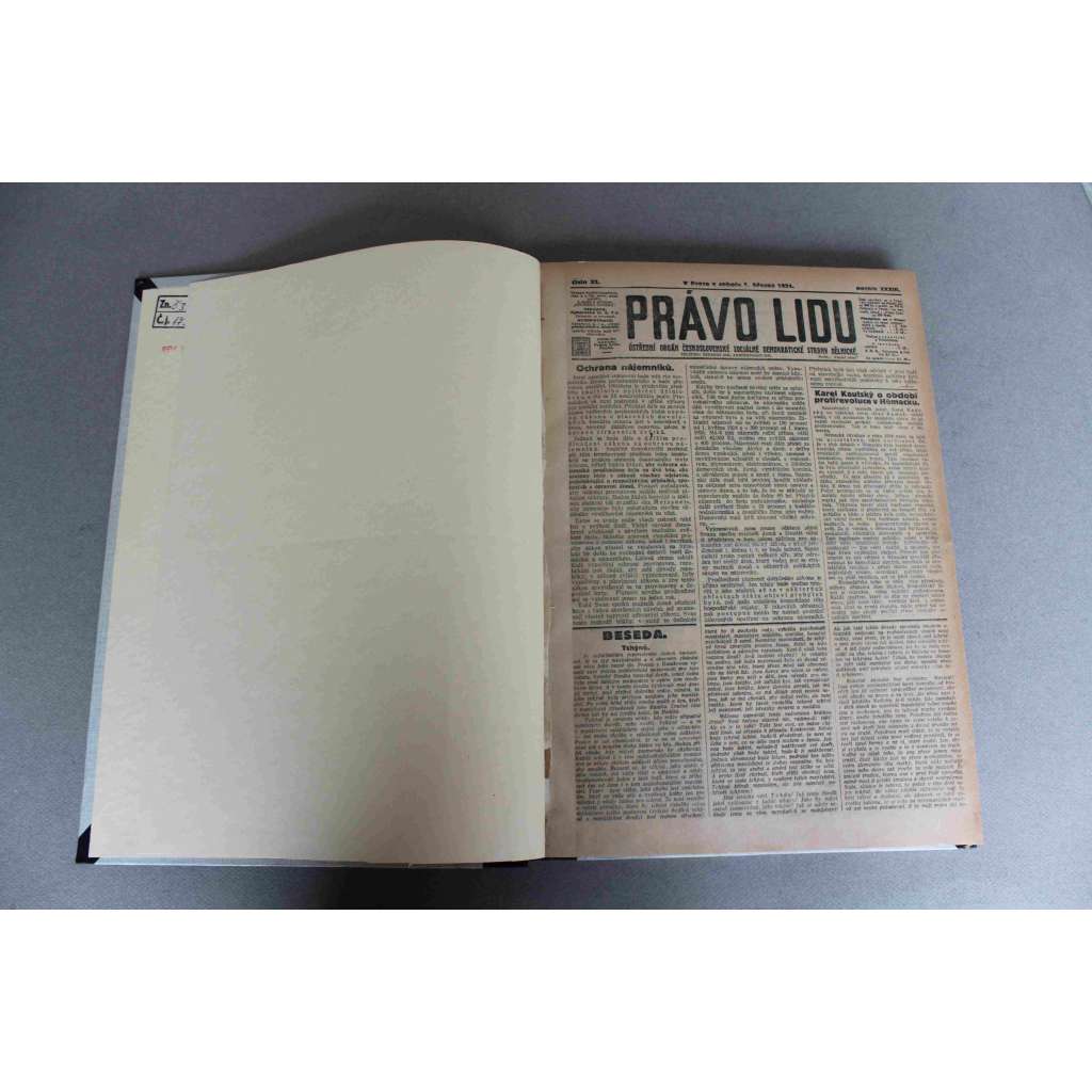Právo lidu 1924, roč. XXXIII (březen) (noviny, deník, první republika, sociální demokracie, mj. Hittlerův proces [Hitler], Lundendorf mluví..., B. Smetana, Ze života našeho presidenta, Podkarpatská Rus, Generál Pellé mrtev!, V. Tusar - mrtev)