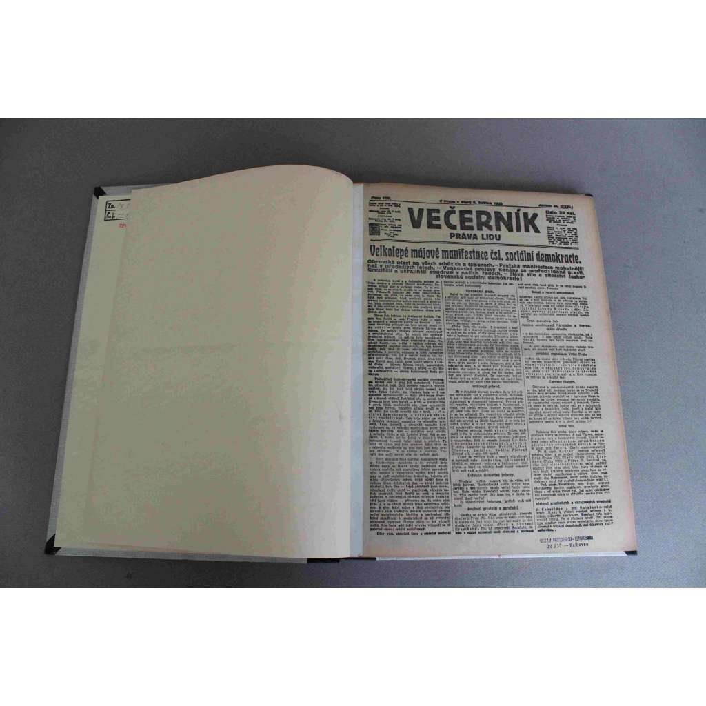 Právo lidu 1922, roč. XXXI (květen) (noviny, deník, první republika, sociální demokracie, mj. Občanské války v Číně, Závazky Německa dohodovým státům, Zákon o ochraně nájemníků, Janovská konference, Jan Hus nebo Jan Nepomucký?)
