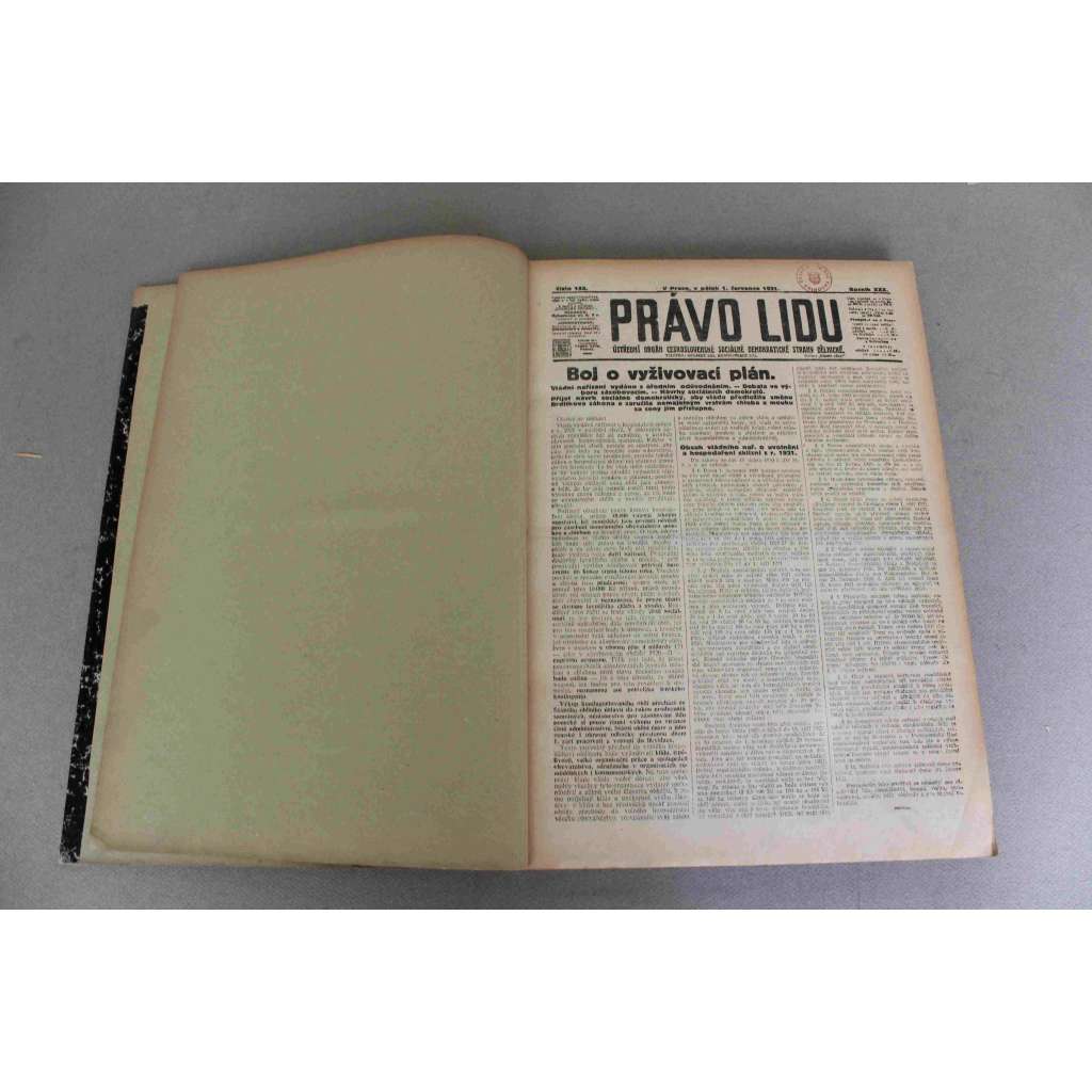 Právo lidu 1921, roč. XXX (červenec) (noviny, deník, první republika, sociální demokracie, mj. Válka v Orientě, Jak se žije našim lidem v Rusku, Výstava Družstevní práce, Mistr Jan Hus, Nemocné Slovensko, ČSR na pomoc Rusku!)
