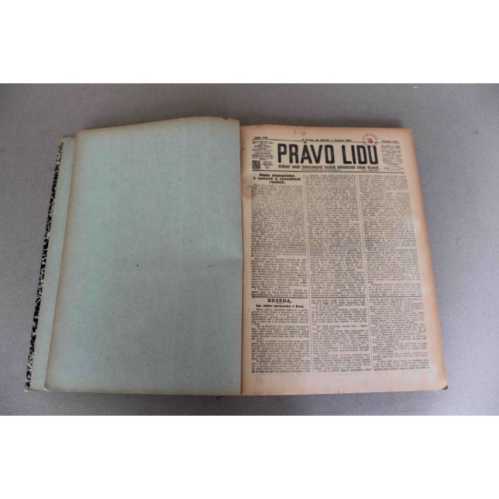 Právo lidu 1921, roč. XXX (červen) (noviny, deník, první republika, sociální demokracie, mj. Nová politika Německa, Legionářští poslanci, Dělnická Olympiada, Bakuninovský pučism, Výstava družstevní práce)