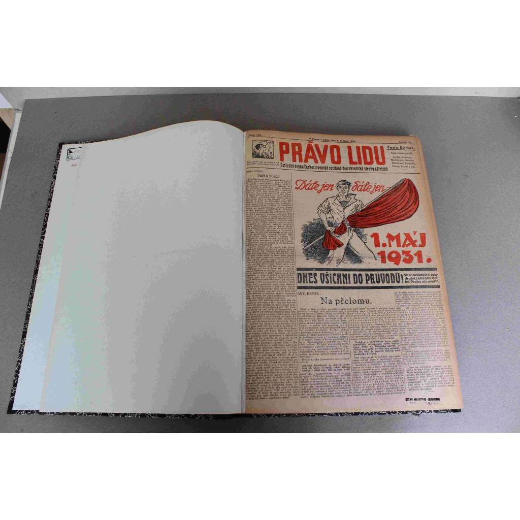 Právo lidu 1931, roč. XL (květen) (noviny, deník, první republika, sociální demokracie, mj. 1. Máj 1931, Ničivá bouře nad Prahou, Nejvyšší mrakodrap na světě [Empire State], Obnova Rakouska Uherska, Piccard šťastně přistál)