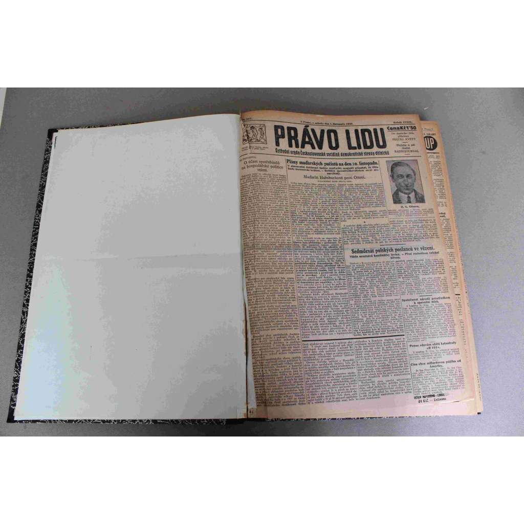 Právo lidu 1930, roč. XXXIX (listopad) (noviny, deník, první republika, sociální demokracie, mj. Odhalené přípravy k habsburskému puči v Rakousku, Povodně na Moravě, F. D. Roosevelt, Moravská Ostrava, Neklid a nespokojenost v rudé armádě [Stalin])