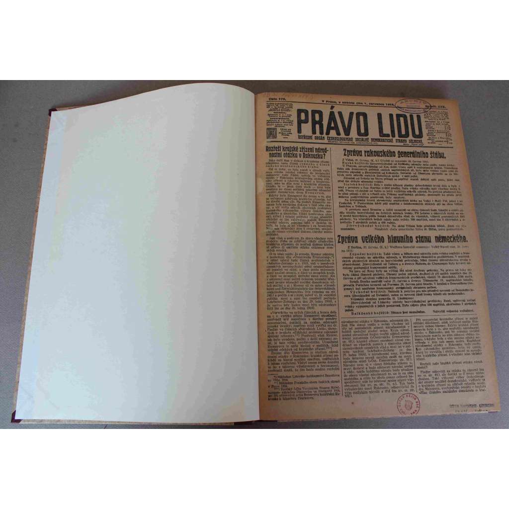 Právo lidu 1916, roč. XXV (červenec) (noviny, deník, první světová válka, sociální demokracie, mj. O nás - bez nás, Západní bojiště, Boje na všech frontách, Arras, Boje na Sommě, Dva roky války s celým světem)
