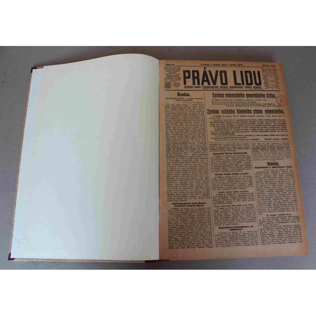 Právo lidu 1916, roč. XXV (duben) (noviny, deník, první světová válka, sociální demokracie, mj. Řecko, Holandsko, Amerika a Německo, Veliké přípravy na frontě východní, Ofensiva proti Soluni?, Boje před Verdunem)