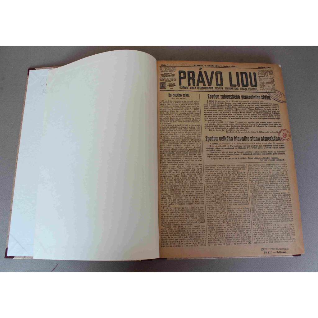 Právo lidu 1916, roč. XXV (leden) (noviny, deník, první světová válka, sociální demokracie, mj. Vstup do roku 1916 na bojištích, Velká bitva na východě, Tarnopol, Bukovina, Turecké bojiště, Gallipolli, Ofensiva proti Černé Hoře) Právo lidu 1916, roč. XXV (leden) (noviny, deník, první světová válka, sociální demokracie, mj. Vstup do roku 1916 na bojištích, Velká bitva na východě, Tarnopol, Bukovina, Turecké bojiště, Gallipolli, Ofensiva proti Černé Hoře)