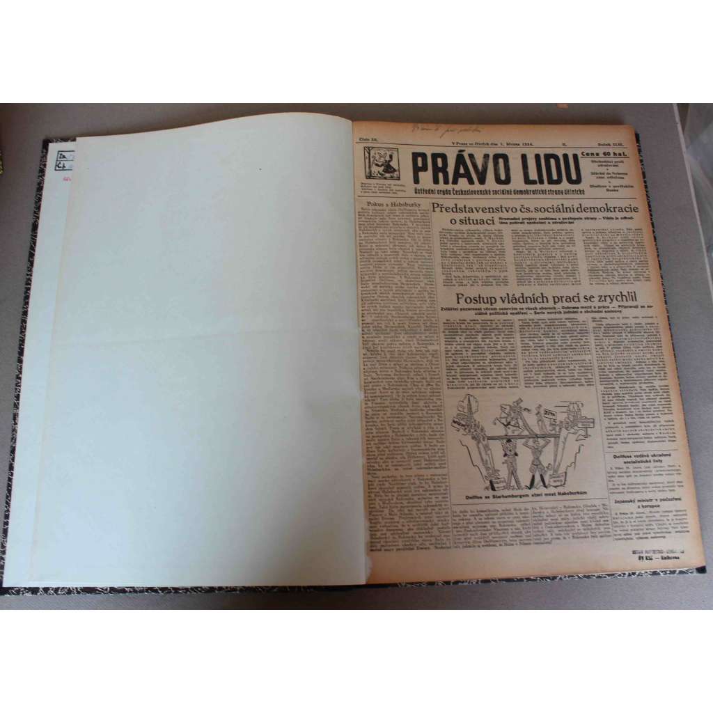 Právo lidu 1934, roč. XLIII (březen) (noviny, deník, první republika, sociální demokracie, mj. Dělnická Olympiada, Masaryk a dělnictvo, Německo musí být odzbrojeno, Římské porady dnes zahájeny [Mussolini], Velmoci nemohou být protektory střední Evropy)