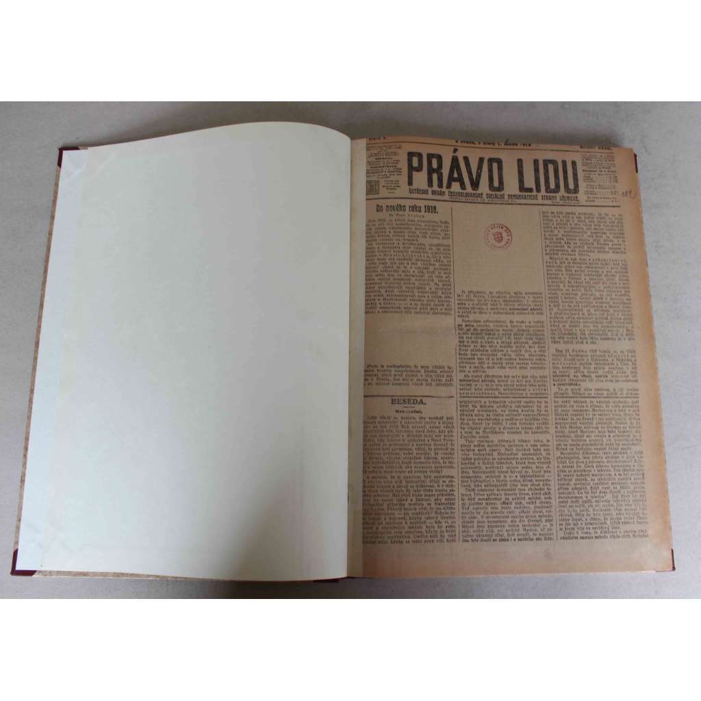 Právo lidu 1918, roč. XXVII (leden) (noviny, deník, první světová válka, sociální demokracie, mj. Ruská delegace jede do Brestu Litevského, Rusko a Evropa, Mír, chléb a svobodu!, Czerninova řeč, Menševici proti Leninovi) Právo lidu 1918, roč. XXVII (leden) (noviny, deník, první světová válka, sociální demokracie, mj. Ruská delegace jede do Brestu Litevského, Rusko a Evropa, Mír, chléb a svobodu!, Czerninova řeč, Menševici proti Leninovi)