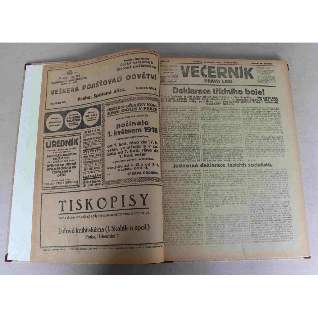 Právo lidu 1918, roč. XXVII (květen) (noviny, deník, první světová válka, sociální demokracie, mj. Svátek práce, Program diktátora Ukrajiny, Nová úmluva monarchie s Německem, Proti persekuci tisku!, Po skončení války na východě) Právo lidu 1918, roč. XXVII (květen) (noviny, deník, první světová válka, sociální demokracie, mj. Svátek práce, Program diktátora Ukrajiny, Nová úmluva monarchie s Německem, Proti persekuci tisku!, Po skončení války na východě)