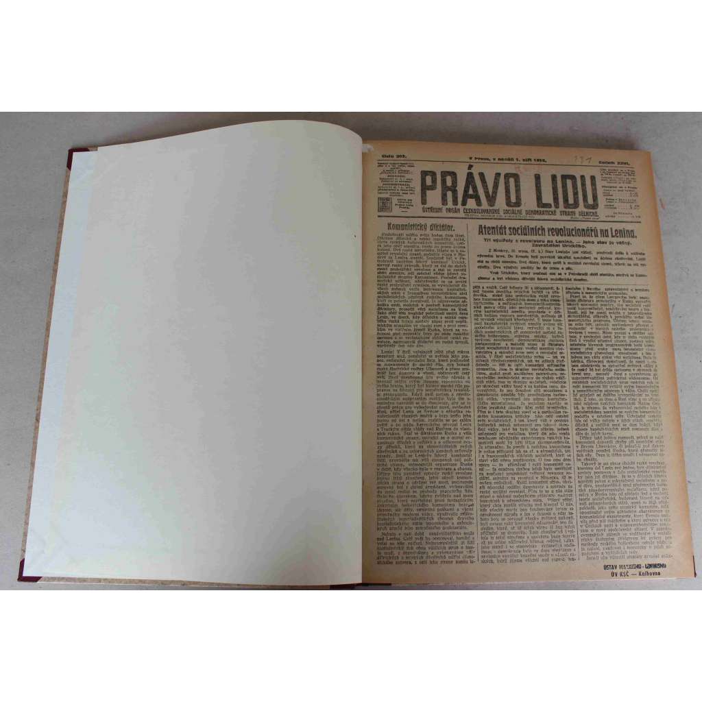 Právo lidu 1918, roč. XXVII (září) (noviny, deník, první světová válka, sociální demokracie, mj. Atentát na Lenina, Masarykova propaganda, Němci ustoupili na celé bojovné frontě, Rakousko Uhersko navrhuje svolání mírové konference) Právo lidu 1918, roč. XXVII (září) (noviny, deník, první světová válka, sociální demokracie, mj. Atentát na Lenina, Masarykova propaganda, Němci ustoupili na celé bojovné frontě, Rakousko Uhersko navrhuje svolání mírové konference)