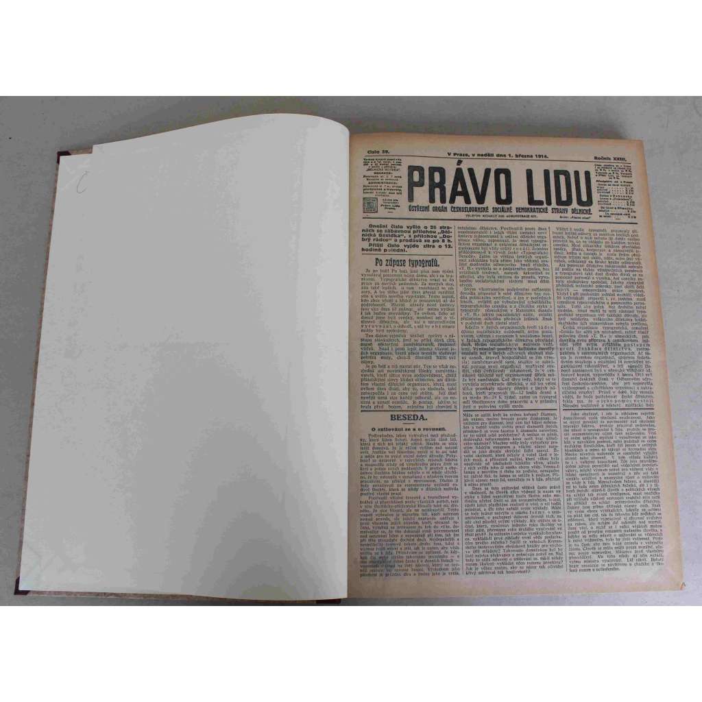 Právo lidu 1914, roč. XXIII (březen) (noviny, deník, Rakousko Uhersko, sociální demokracie, mj. Konfident dr. Šviha vinen!, Po válkách balkánských, Dělnická výstava v Praze 1915, Svět zbrojí, Poznámky k Masarykově řeči)