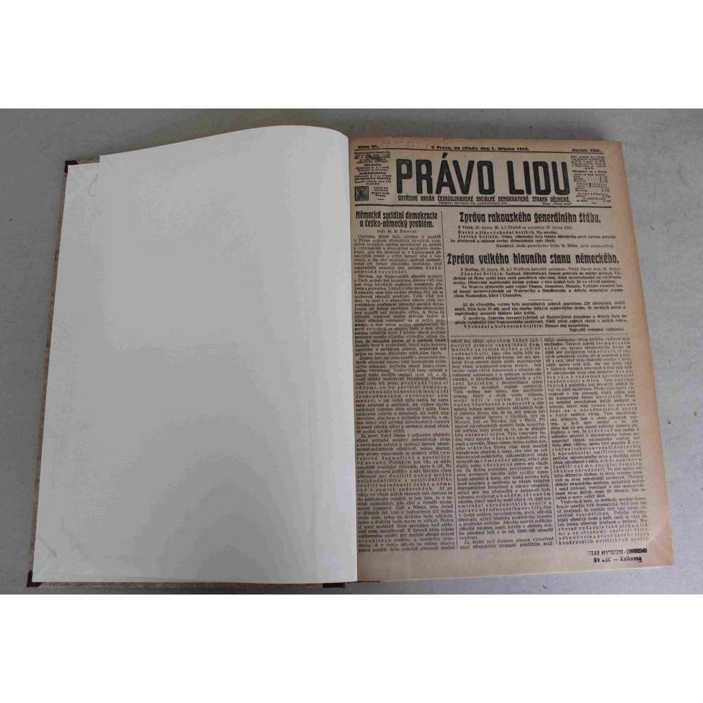 Právo lidu 1916, roč. XXV (březen) (noviny, deník, první světová válka, sociální demokracie, mj. Zápolení o Verdun pokračuje, Pokračování ofensivy na západě?, Napětí mezi Amerikou a Německem, Ponorková válka)