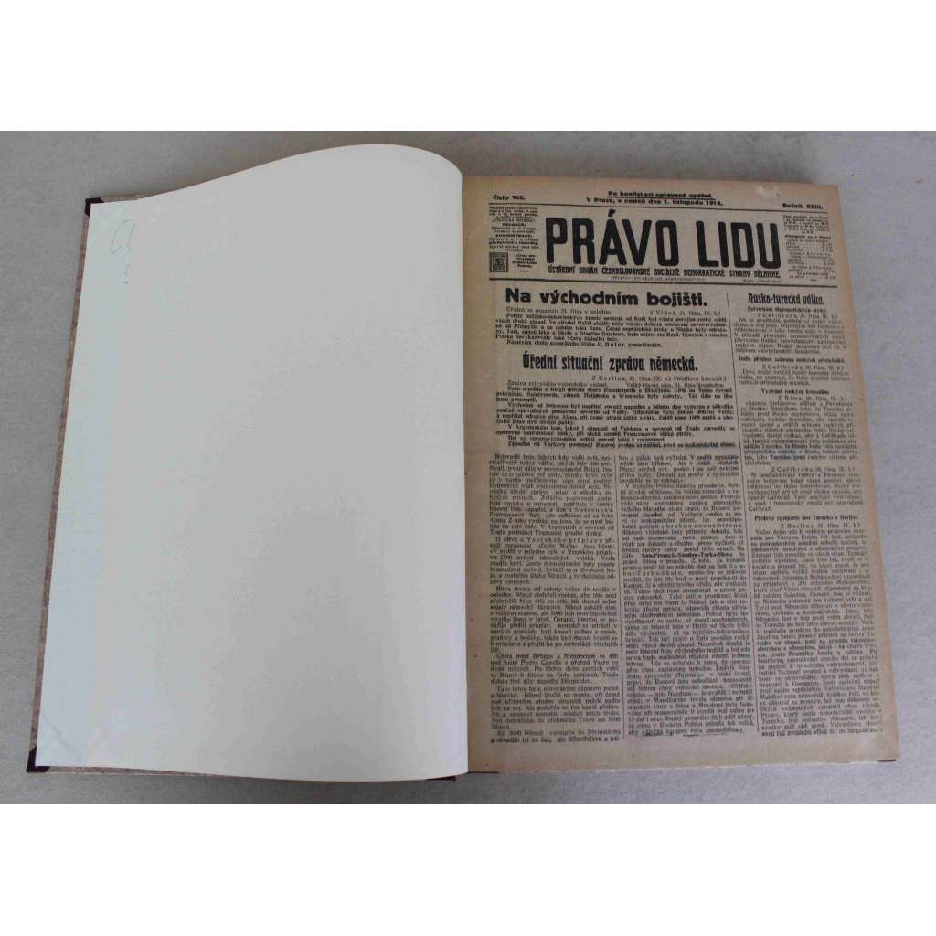 Právo lidu 1914, roč. XXIII (listopad) (noviny, deník, první světová válka, sociální demokracie, mj. Orient v pohybu, Boje v Ruském Polsku a v Haliči, Bílá hora, Na bojišti v Srbsku, Bojiště na západě, Válka Turecka s trojdohodou) Právo lidu 1914, roč. XXIII (listopad) (noviny, deník, první světová válka, sociální demokracie, mj. Orient v pohybu, Boje v Ruském Polsku a v Haliči, Bílá hora, Na bojišti v Srbsku, Bojiště na západě, Válka Turecka s trojdohodou)