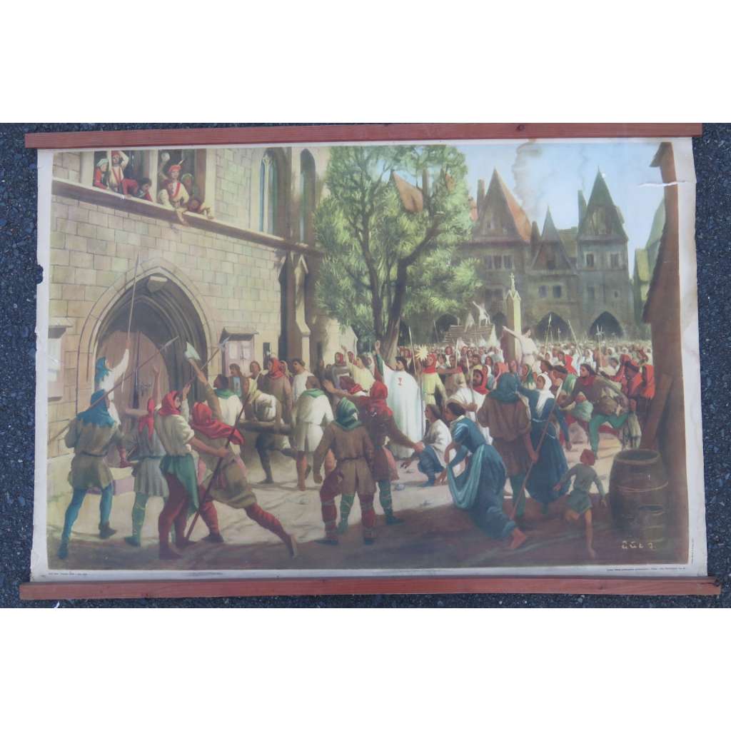 Pražské bouře v roce 1419 - defenestrace - husitství - dějepis - školní plakát