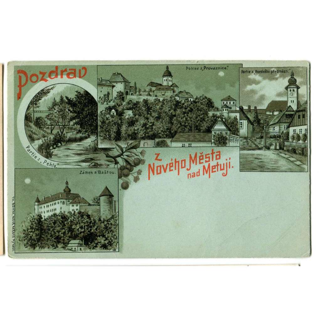 Nové Město nad Metují, Náchod, litografie...,.,