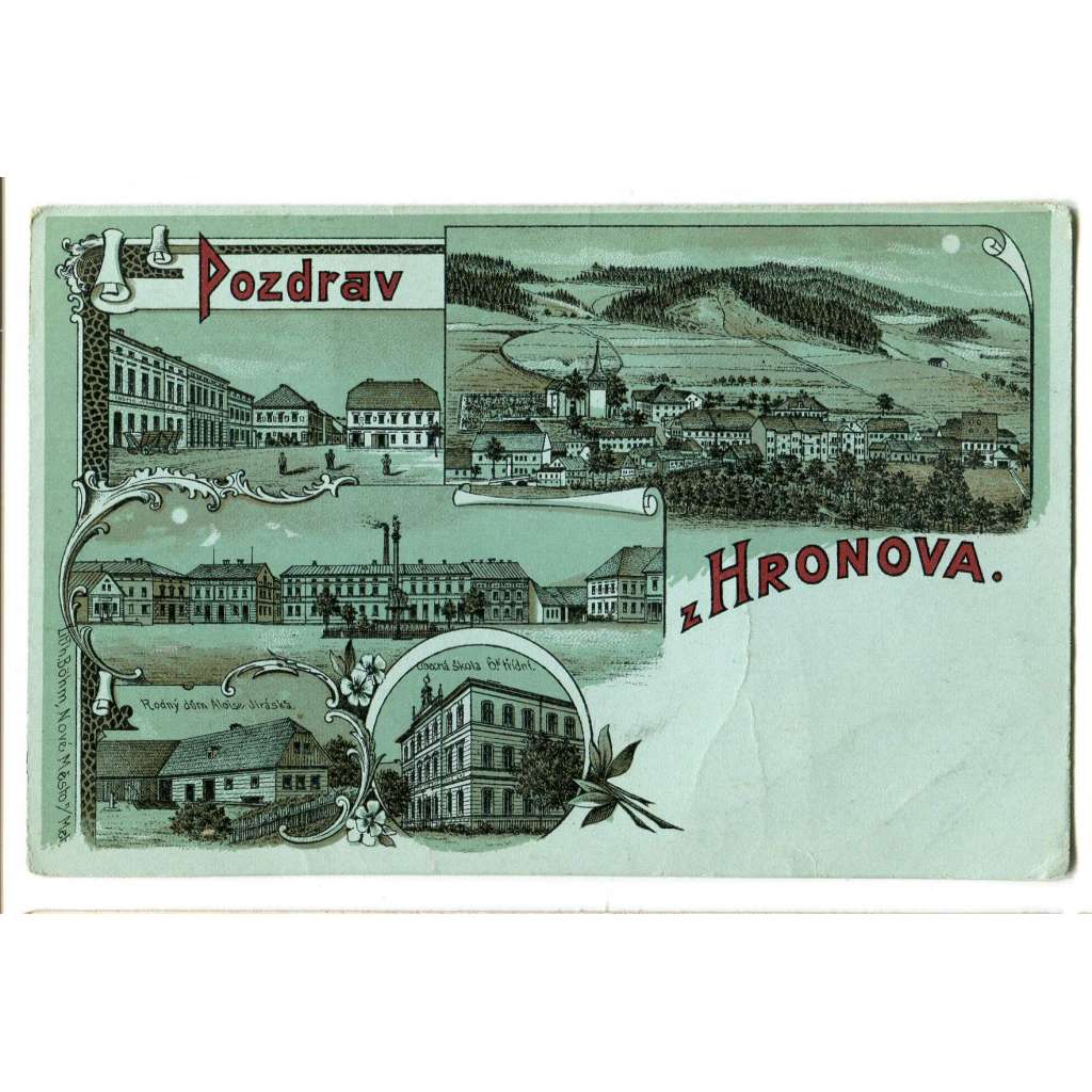 Hronov, Náchod, litografie.