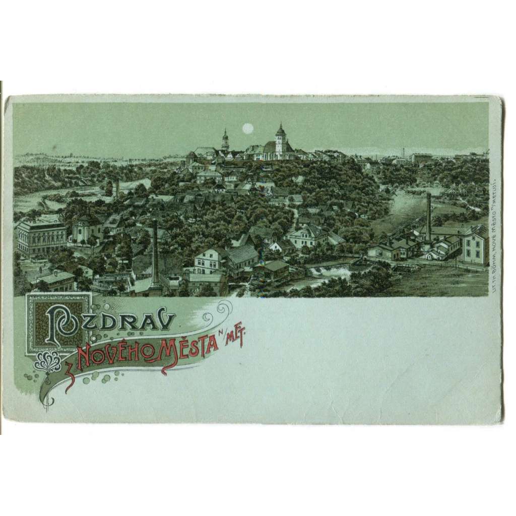 Nové Město nad Metují, Náchod,,litografie