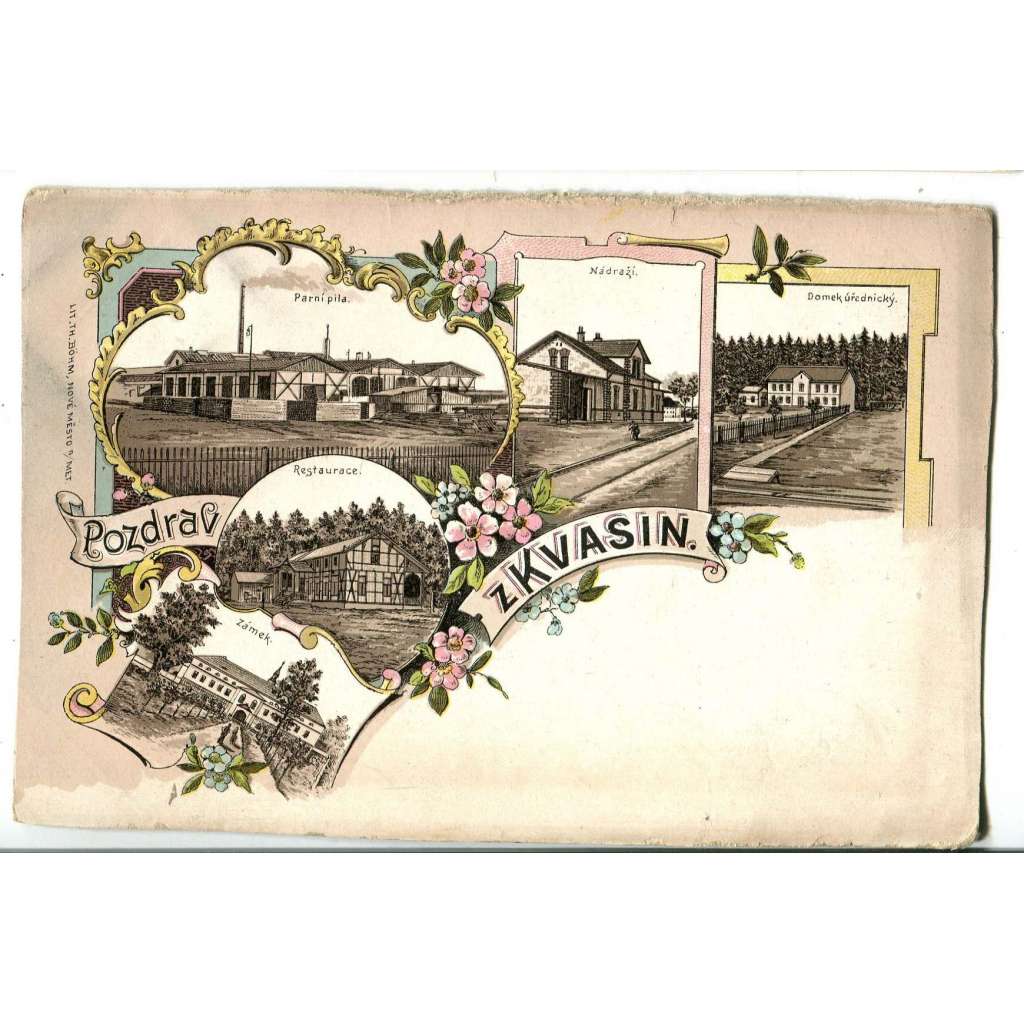 Kvasiny, Rychnov nad Kněžnou, litografie, továrna