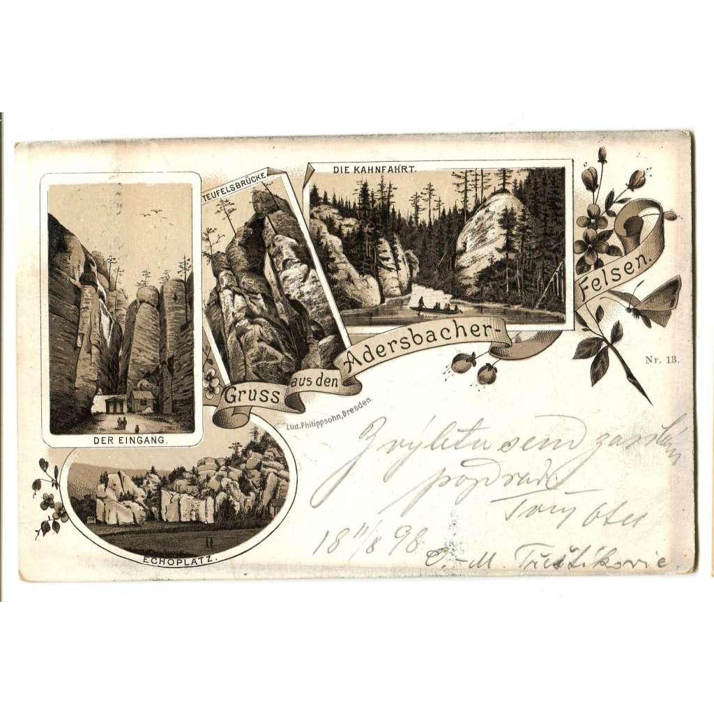 Adršpach, Broumov, Náchod, litografie