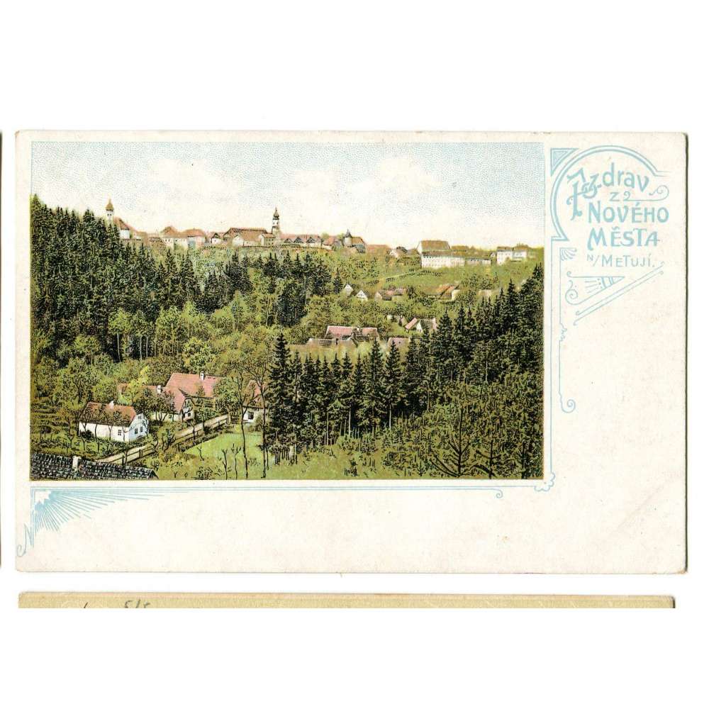 Nové Město nad Metují, Náchod,, litografie