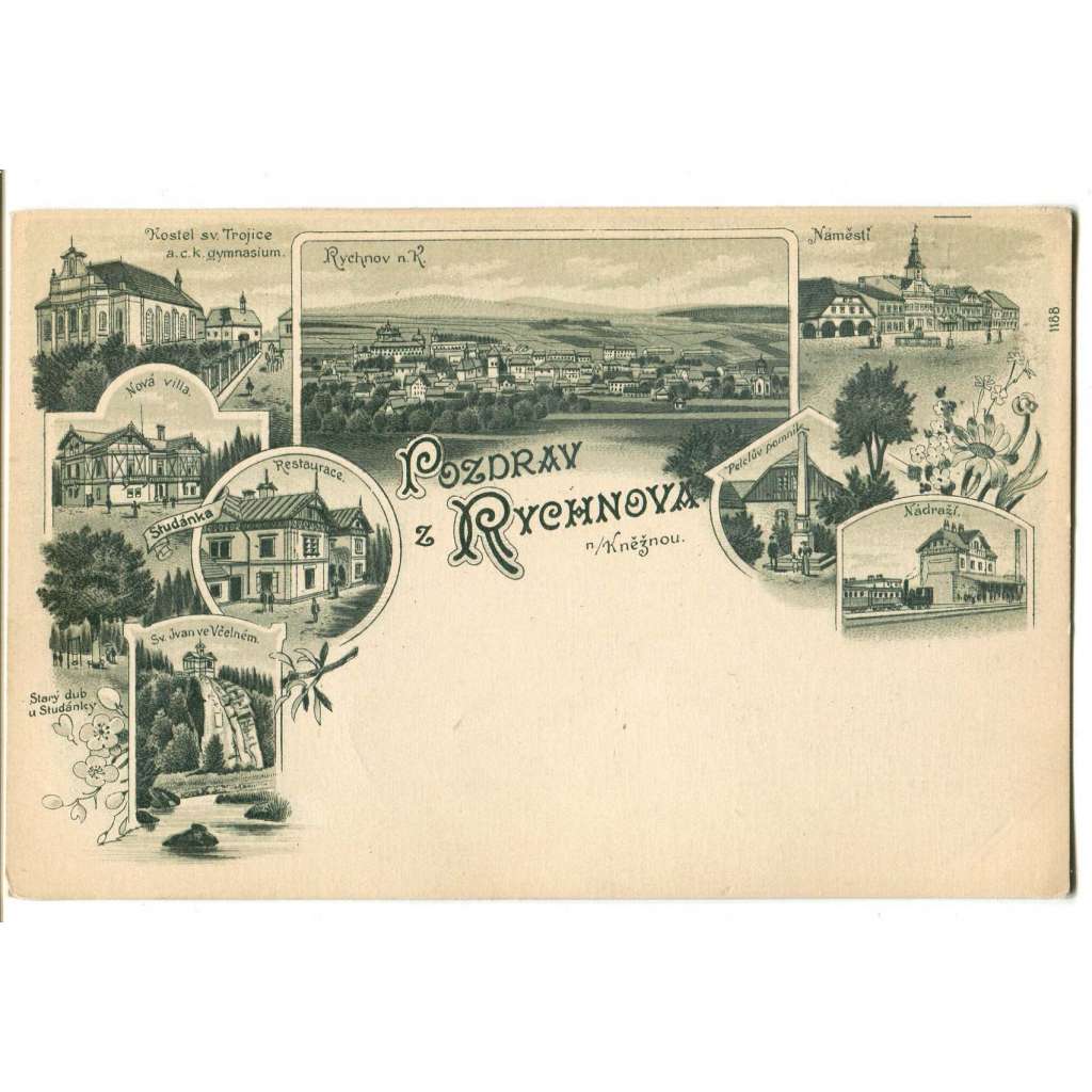 Rychnov nad Kněžnou, litografie, koláž.