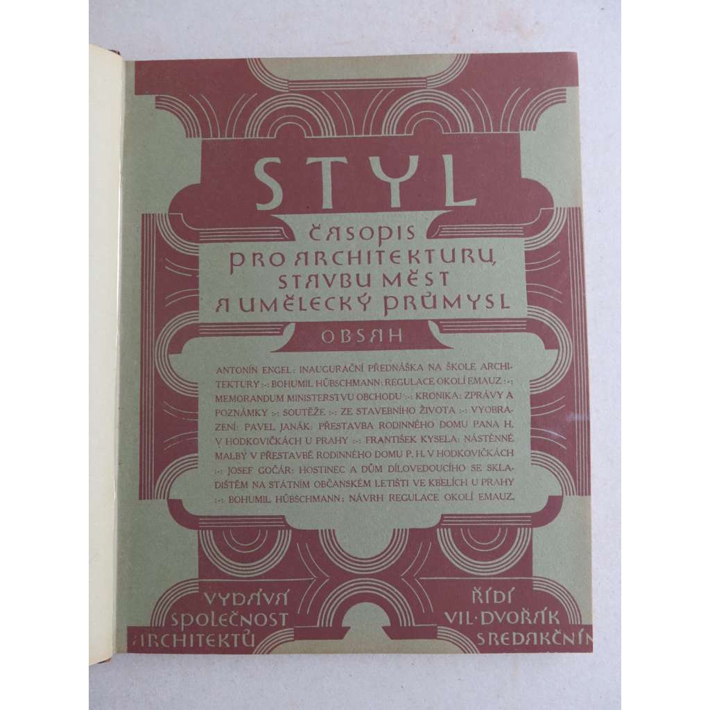 STYL. Časopis pro architekturu, stavbu měst a umělecký průmysl, NEKOMPLETNÍ ročník III. (VIII.), 1922-1923 -