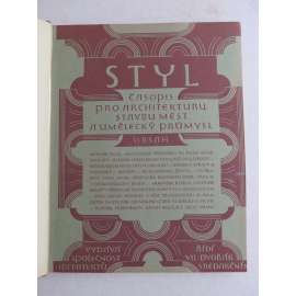 STYL. Časopis pro architekturu, stavbu měst a umělecký průmysl, NEKOMPLETNÍ ročník III. (VIII.), 1922-1923 -