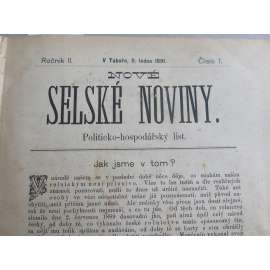 Selské noviny. Nové selské noviny. Politicko-hospodářský list. (Tábor 1891)