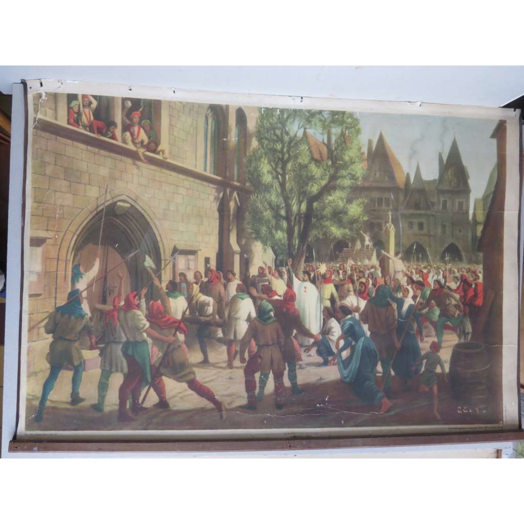 Pražské bouře roku 1419 - husitství - dějepis - školní plakát