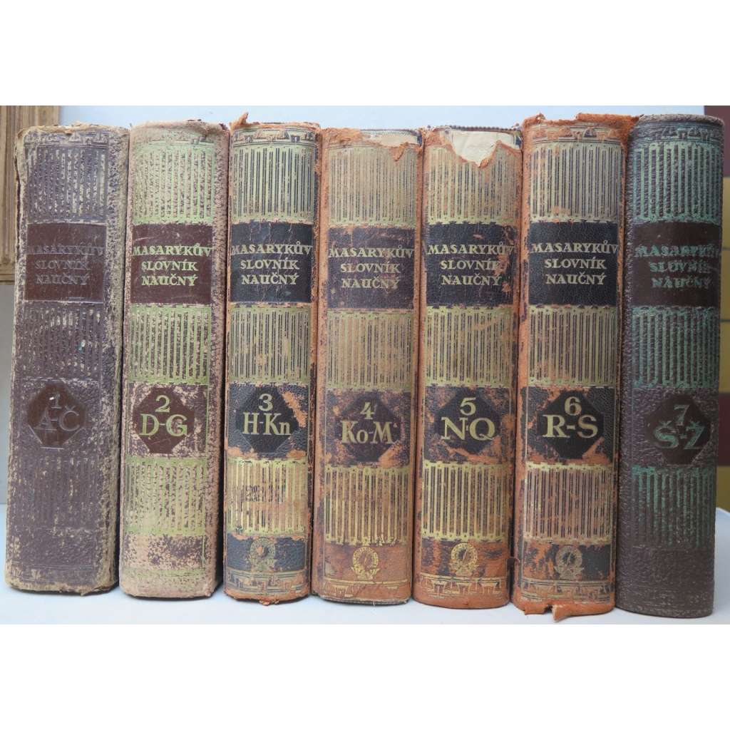 MASARYKŮV SLOVNÍK NAUČNÝ 7 sv. - KOMPLET VAZBY (naučná encyklopedie, první republika)